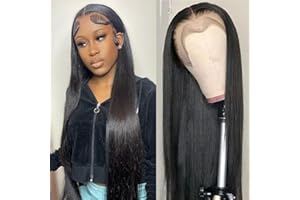 YLEGANT Pelucas Mujer Pelo Natural Humano 13x4 Straight Lace Front Wig Human Hair For Black Women Peluca Cabello Humano Peluca Pelo Humano Mujer Color Negro Natural 16 Pulgada (40cm)