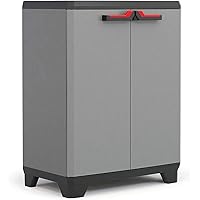 Keter Stilo Kunststoffschrank, niedrig, dunkelgrau/schwarz/rot, 68 x 39 x 90 cm
