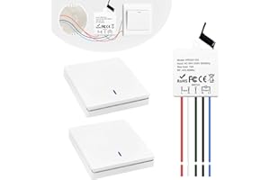 QIACHIP Interruttore senza fili della luce,radiocomandato 220V 433mhz RF Controller Ricevitore relè da 10A,con Radio Trasmettitore a Parete,Luci Fino a 1500W e Apparecchi Elettrici