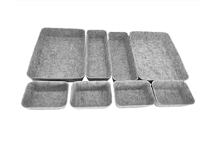 CBILZXER Organizer Cassetti Scrivania, 8Pcs Vassoio Portaoggetti in Feltro, Divisori Separatori Cassetti Organizzatori in Feltro Impilabili per Scrivania Ufficio Cucina Bagno Trucco Armadio (Grigio chiaro)