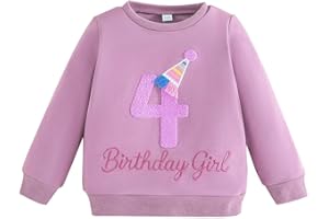Yoolhamy Sudadera de cumpleaños para niñas y bebés, ropa para niños, camiseta con bordado de letras, jersey para niños pequeños, regalo de cumpleaños