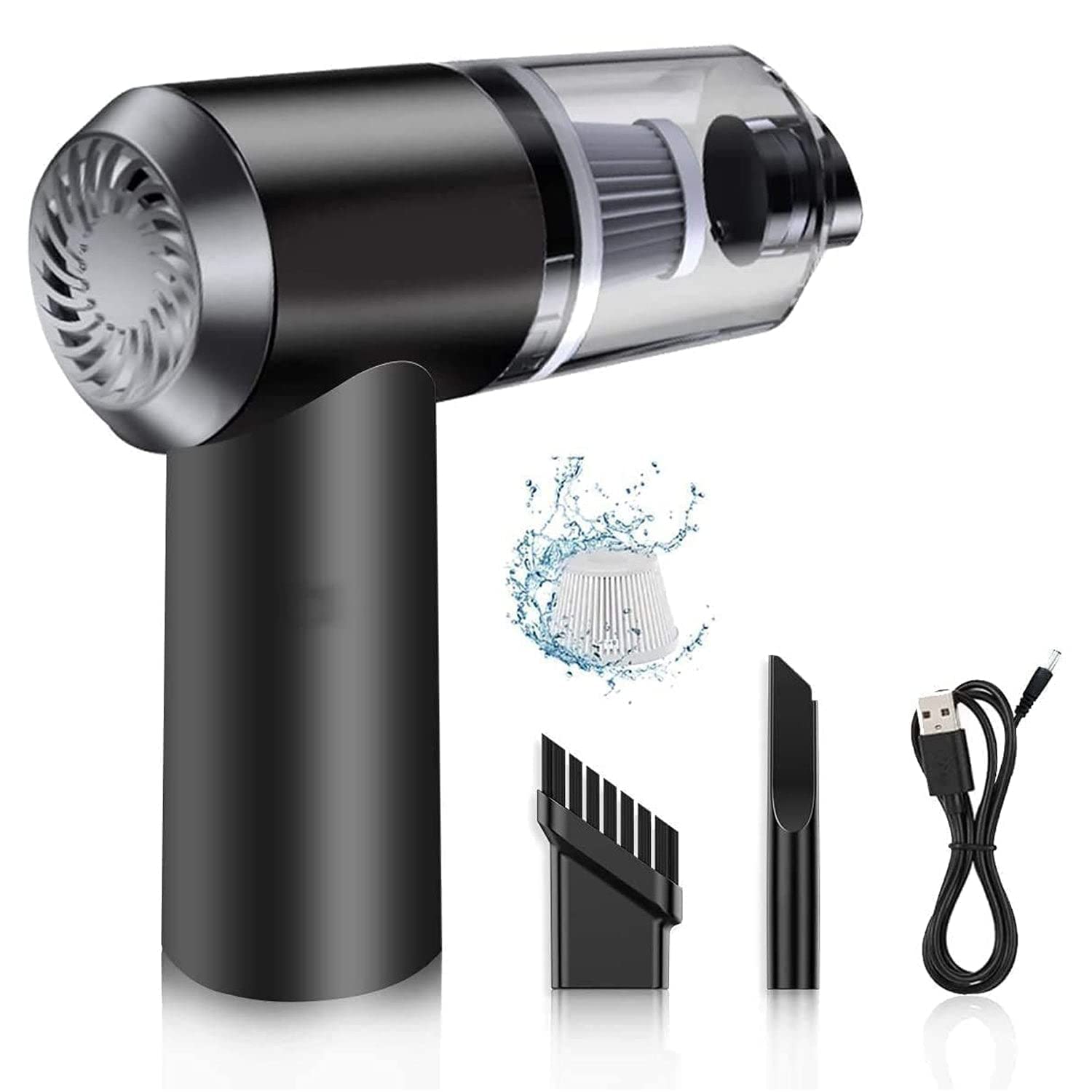 WISELIFE Portable High Power 2 in 1 Car Vacuum Cleaner | USB Rechargeable Wireless Handheld Car Vacuum Cleaner | Built in LED