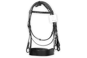 Aces Equine HUNTER BRIDLE BLACK WITH 2" NOSEBAND & 1" PLATED BROWBAND PREMIUM QUALITY (FULL)