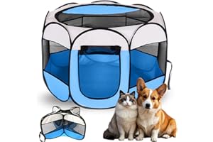 FARYODI Box per Cani 74x74x43cm, Recinto per Gatti Pieghevole, Recinti Gioco per Cane, Recinto per Gatto, Gabbia per Cucciolo, Gattini, Conigli e Piccoli Animali, Interni ed Esterni (Blu)