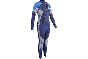 PROTAURI Muta da donna in neoprene da 3 mm, con cerniera frontale, protezione solare UPF50+, tute bagnate per nuoto, surf, blu