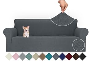 Ystyle Copridivano 4 Posti Con Braccioli, Super Elasticizzato Fodera Divano, Copridivani Antigraffio Gatto Antiscivolo Antimacchia, Universale Moderno Sofa Cover Lavabile, Grigio Scuro