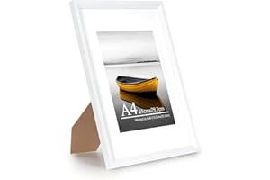 Baoee A4(21x29.7cm) weiß Bilderrahmen mit 15.2x20.3cm Passepartout, Fotorahmen mit Acrylglas, A4 Rahmen, Posterrahmen, Zertifikatsrahmen, Wandmontierbar