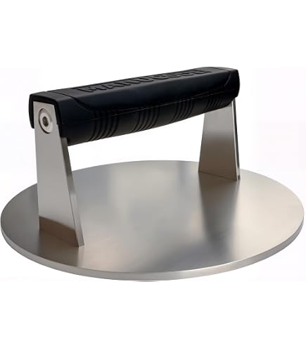 Winco SWS-74 Presse à Steak En Acier Inoxydable 4L X 7.5W Inch - Poids 0,9 Kg Avec Poignée Silicone - Pour Grill Et Friture