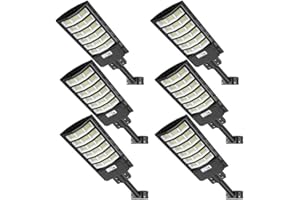 Viugreum 6 Packs 600W Farola Solar Exterior, Lámpara LED Con Sensor de Movimiento y Mando a Distancia, IP65 Impermeable, 6500K Foco Exterior Temporizador Para Aparcamiento Jardín