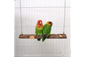 JOODYYOO Joody Perche pour Oiseaux Jouets Suspendus pour Cage de Perroquet Accessoires pour Cage en Bois Naturel pour Perruche Perruche Cockatiel Conure