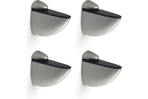 REI REUNION INDUSTRIAL SOCIEDAD LIMITADA REI | 4 Supports Réglables En Zamak En Nickel Liquide Mat | Style Moderne | Pour Étagères En Verre De 3 À 24 Mm D'Épaisseur | Installation Facile | Comprend Des Vis | Dimensions : 75X60X20 Mm