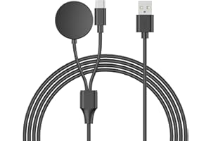 luoshaPUCY 2 in 1 Watch Charger, Wireless Charging Station Charging Dock Cable Compatible with Galaxy Watch 5/5 Pro/4/3, Galaxy S23/S22/S21/S20/S10/Note 20/10/9/8 (USB Interface)