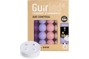 GuirLED - Łańcuch świetlny LED z bawełnianymi kulami USB – bezprzewodowy pilot zdalnego sterowania – lampka nocna dla dziecka 2 h – podwójny zasilacz USB 2 A w zestawie – 4 intensywności – 24 kule 2,4