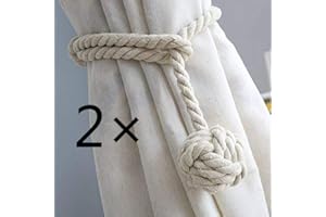CHBOP 2 Stück Vorhang Zugband Gardine Gardinenhalter Vorhanghalter Raffhalter Holdback Gebinde Tie Band Tiebacks Handstricken Schnalle Baumwoll Seil mit Ball