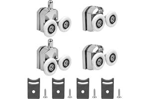 TAIXING Zestaw 4 rolek do drzwi prysznicowych, kółek prysznicowych, średnica 25 mm, do szkła 4-6 mm, ciche części zamienne (2 górne i 2 dolne rolki)