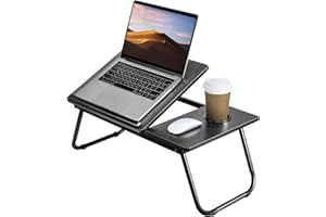 Holdfiturn Foldable Laptop Desk, Laptop Table with Cup Holder, Height Adjustable Computer Bed Tray Table, Reading Holder Notebook Stand for Eating Reading Working