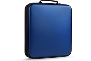 TIMCORR DVD Storage CD Case Holder: 160 Capacity CD Sleeves Black Disc Cases Binder for Car - CD Hard Organizer Box - Large DVD Wallet for Movie/Music/Game & Portable CD Book (160 Capacity Blue)