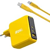 Aohi Magcube 140W 3 Portlu Şarj Adapt&ouml;r&uuml;, 140W 1m PD 3.1 480Mbps S&uuml;per Hızlı Şarj/Data Kablosu Seti