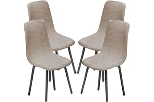 KELUINA Dining Chairs Covers Set of 2/4/6,Style Shell Dining Chair Mid Century Modern Chair Sipcover,Upholstered Dining Accent Side Chair Covers (Sand1,4 PCS)