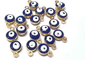 Perlin Nazar Boncugu - Colgante para pulsera, amuleto esmaltado, 10 unidades, ojo azul, ojo malvado, joyas de bricolaje
