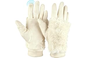 Zidoley Guantes térmicos para mujer, invierno, guantes de invierno de felpa para mujer, para pantalla táctil, cálidos y estirados, guantes de punto gruesos, regalos de invierno para