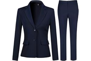 YYNUDA Tailleur 2 pièces Femme Travail Décontracté Bureau Blazer Pantalon Deux Boutons Costumes de Veste Formelle