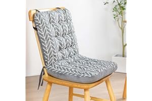 JORTUIO Cuscini per Sedie con Schienale , Ispessimento Cuscino di Seduta Ergonomico con Nastri,Sfoderabili/lavabili,Antiscivolo Cuscini per Sedie da Esterno /Cucina/ Giardino ( Color : R , Size : 33x42x45cm )