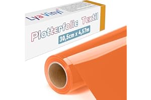 Lya Vinyl 30,5 x 457,5cm Thermocollant pour Cricut, Rouleau de Vinyle Thermocollant Orange pour Cricut, Silhouette Cameo, Flex Thermocollant pour Orange pour DIY Tissu, Vêtements, Sacs