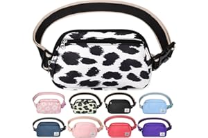 DMLuna Piccola borsa a tracolla da donna, alla moda, leggera, per donne e uomini, mini marsupio da cintura, marsupio con cinghia regolabile per corsa, allenamento e viaggio, Z - Nero/Bianco Leopardo,