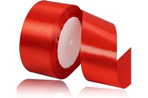 XMASOLD Rot Satinbands 40mm Breit, 22 Meters Schleifenband, Geschenkband für Geschenkverpackungen, DIY Handwerk, Blumensträuße, Nähprojekte, Schleifenherstellung, Geburtstags- und Hochzeitsdekorationen