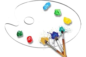 MORJCG Paint Palette, Pallet, Paint Pallet, Painting Palette, Clear Acrylic Paint Palette, Oval Acrylic Paint Pallet with Thumb Hole, Non-Stick Oil Paint Palette, for DIY Art Craft Painting (5.9 x 9.8 in)