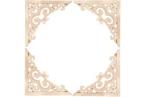 MUXSAM 4Pcs Vintage Holz Geschnitzt Corner Flourish Applique Rahmen Möbel Wand Unlackiert für Haus Schrank Tür Dekor Handwerk 11*11cm