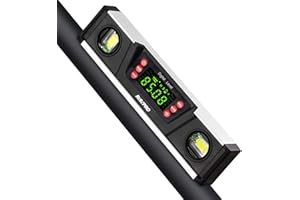 Digital Magnetic Level and Protractor - RISEPRO 10 Inches IP54 Protected Electronic Bubble Inclinometer, Angle Finder, Gauge w/Large VA Display & V-Groove Base DL135-B