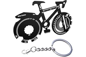 MEXRUMI Multitool Velo,Multitool Velo Compact en Alliage D'Aluminium，Multifonction Vélo 7 en 1,Porte Cle Velo avec Siffler,Rapporteur, Règle Métrique,Ouvre Bouteille
