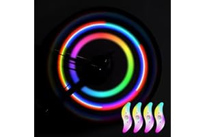 Quwem 4PCS LED Bike Wheel Spoke Lights, Multicolour LED Neon Tire Flash Lamp 3 Flashing Modes Waterproof Color Changing Light Bicycle Accessories Easy to Install Outdoor for Adults and Kids at Night