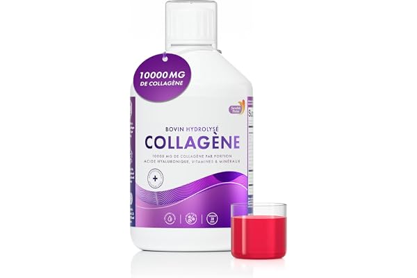Swedish Nutra Collagen Beauty 10 000 mg Collagène Liquide 500 ml 20 Jours Acide Hyaluronique Biotine Vitamine C Cheveux Peau Ongles Articulations Sans Sucre pour Homme et Femme
