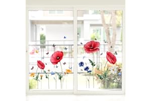 HaoFuJi Pegatinas de Ventana anticolisión Adhesivas estáticas, Planta flores Mariposa Libélula, pegatinas para ventana Adhesivos de Ventana para salón Ventana decorativa, Impresión a Doble Cara