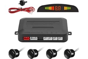 Tkoofn KFZ Summer Einparkhilfe Rückfahrhilfe 4 hinten Sensoren Hinter mit LED Farb Display Auto Parken Sensor System Pieper Radar Kit Hinter - Schwarz