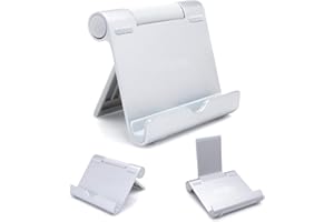 AAA PRODUCTS Multi-Angle Portable Stand for Tablets (Support Screen Size 5" to 13"), iPad (All Generations), E-readers and Smartphones - Lightweight Durable Aluminium Body - Universal Compatibility (Silver)