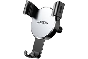 UGREEN Soporte Móvil Coche por Gravedad, Suporte Telemovel Carro para Ventilación, Car Phone Holder Universal para iPhone iPhone 17/17 Air/17 pro/17 Pro Max/16/15, Galaxy S25/ S25 Ultra/S25+, Gris