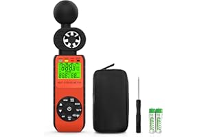 SURLABA Anemometro Heat Stress Meter, Digitale Misuratore Velocità Vento con Indice di Stress Termico Misura Velocità Vento MAX/MIN, WBGT Temperatura e Umidità, Registratore Wind Speed per Industria