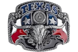 LONGCREEK Hebilla de cinturón de toro para hombres, Hebilla de cinturón de cabeza de calavera de toro de Texas, Hebilla de cinturón de toro longhorn, Hebilla de cinturón de toro rodeo, Hebilla de cinturón de