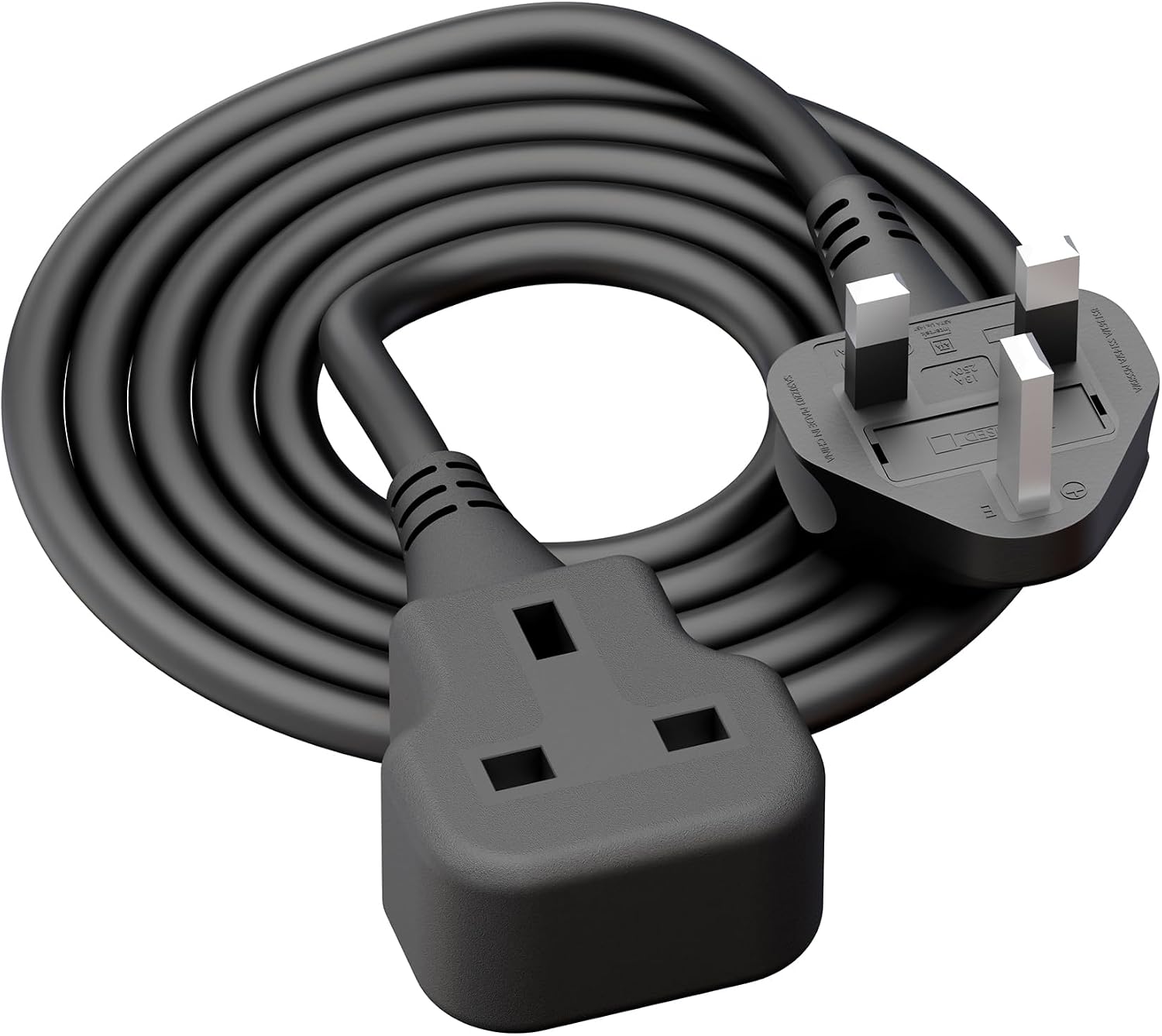 1 Meter Short Extension Lead Single Plug Socket Power Cable 13 Amp Extension Cord Electrical Socket Black