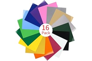 Lya Vinyl Vinilo Textil termoadhesivo, 16 hojas 30,5cm x 20,5cm Vinilo Textil para Cricut y Silhouette Cameo, se utiliza en láminas de transferencia textiles para