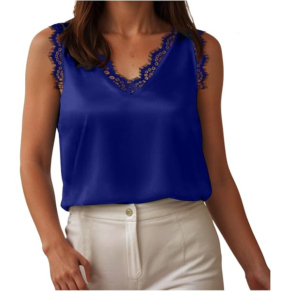 Women's Sleeveless Satin Tank Top - V Neck Casual Blouse, Ruched Shoulder Detail - View #2