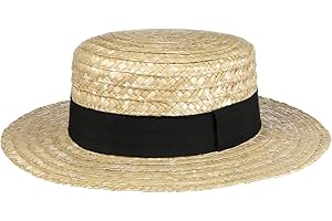 LIPODO Boater paglietta Donna/Uomo - Made in Italy - Cappello da Sole in Paglia di frumento - Cappello da gondoliere - Copricapo con Fascia in Gros-Grain Primavera/Estate