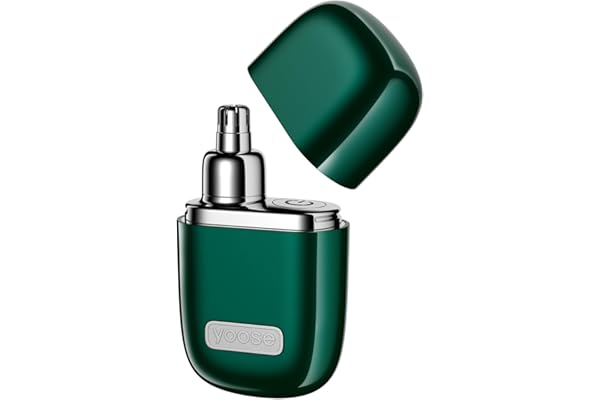 yoose Tondeuse Nez Oreilles Homme en alliage - Rasoir Nez, Rechargeable USB-C, IPX7 Etanche, Sans douleur, 10 000 RPM Moteur, Lames à double bord avec, Ciseaux pour nez et oreilles, Indolore. (Vert)