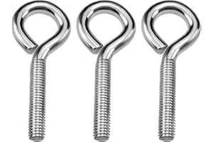 AEIPOU 3 pernos de expansión de metal con ganchos y ojales, tornillos universales M8, tornillos de ojal, tornillos de ojo de vid, tornillos de ojo de acero inoxidable resistente, tornillos planos para jardín
