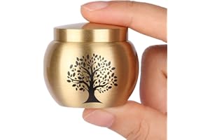 HOOMTREE Small Urns for Human Ashes Keepsake Set of 1,Mini Urns for Ashes Made of Brass with Tree of Life Pattern,Mini Cremation Urn for Ashes Adult Women Male Pet,Hold Up to 2.3 Cubic Inches