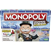 Hasbro Gaming Monopoly Voyage Autour du Monde - Jeu de société pour Famille et Enfants, Pions-tampons encreurs, Plateau de Je